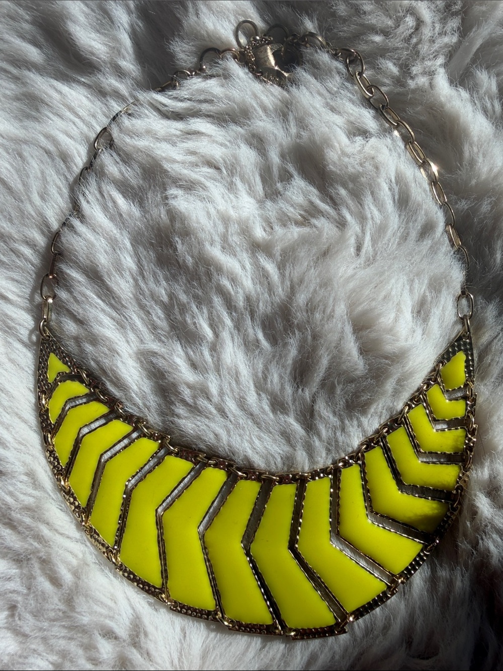 Amrita Singh Neon Yellow Chevron Bib Necklace